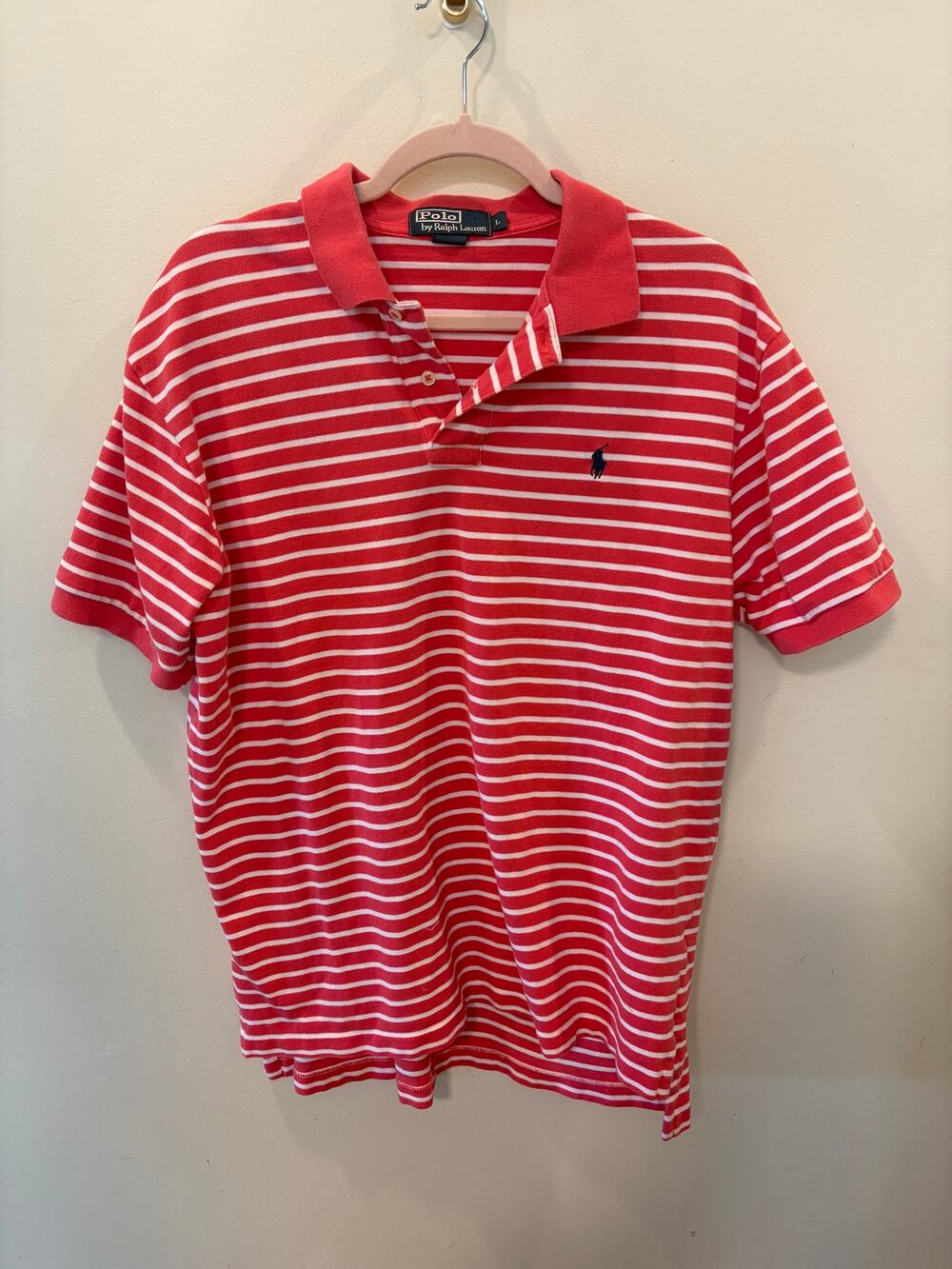 Polo Ralph Lauren Striped Polo | Size L | Red & White